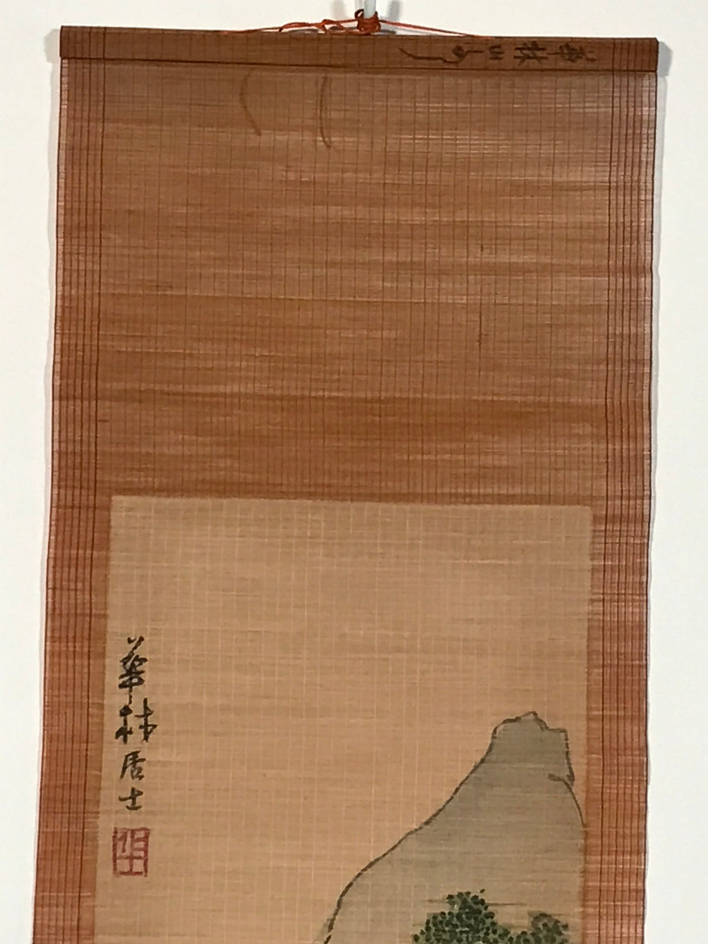 Chinese Bamboo Thread Painting Hanging Scroll Mountain Kakejiku Kakemono SC799