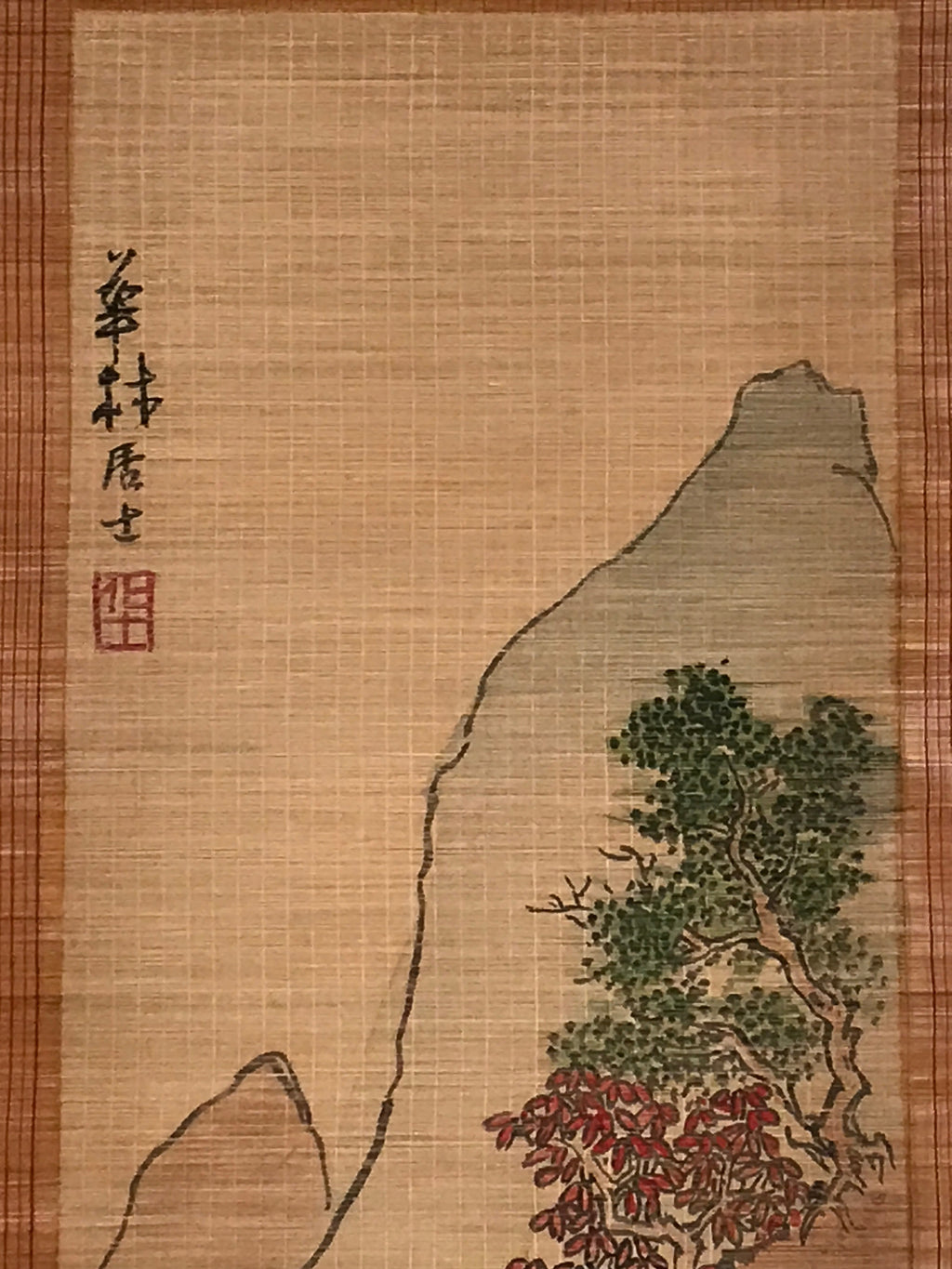 Chinese Bamboo Thread Painting Hanging Scroll Mountain Kakejiku Kakemono SC799