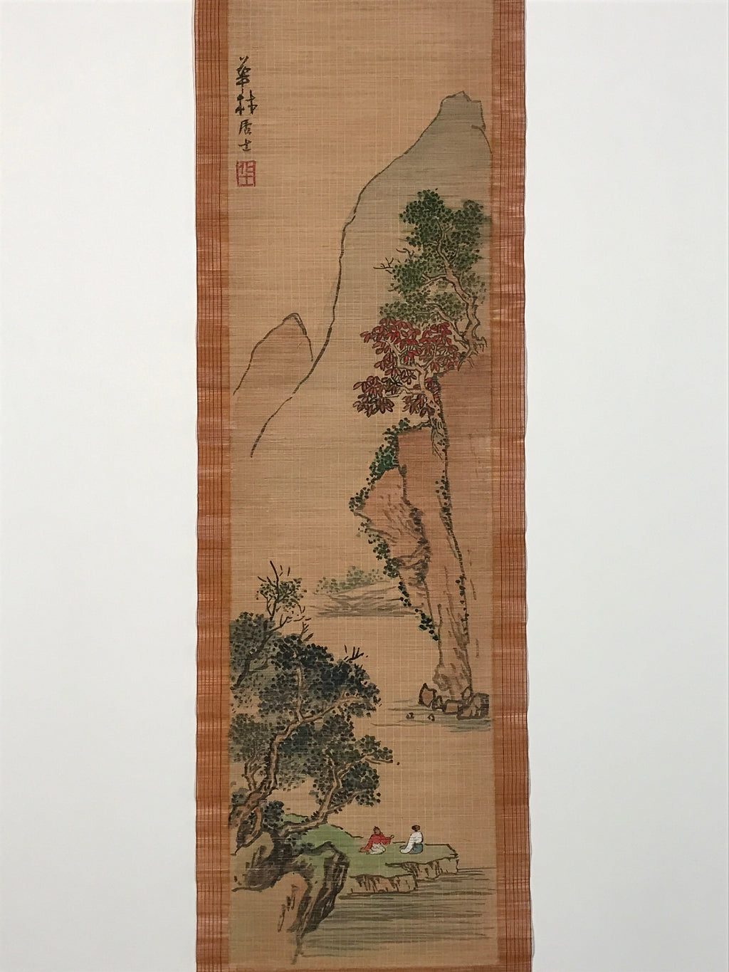Chinese Bamboo Thread Painting Hanging Scroll Mountain Kakejiku Kakemono SC799