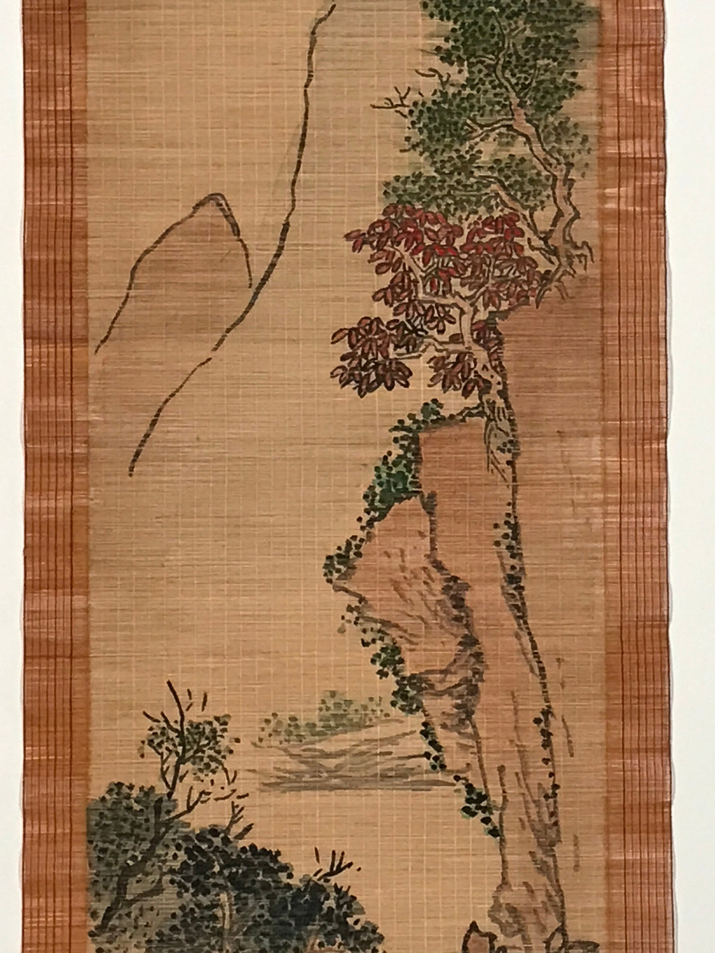 Chinese Bamboo Thread Painting Hanging Scroll Mountain Kakejiku Kakemono SC799