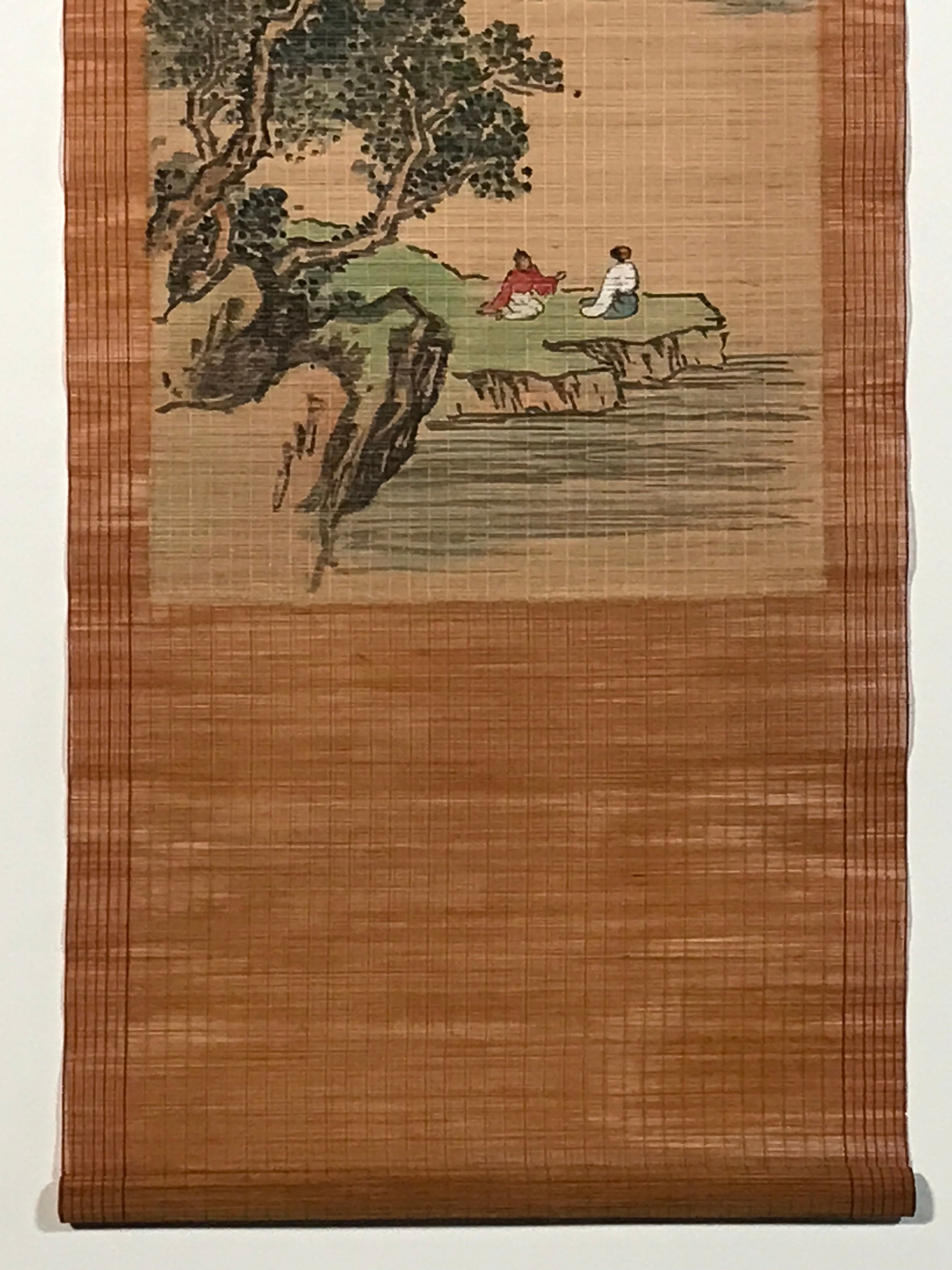Chinese Bamboo Thread Painting Hanging Scroll Mountain Kakejiku Kakemono SC799