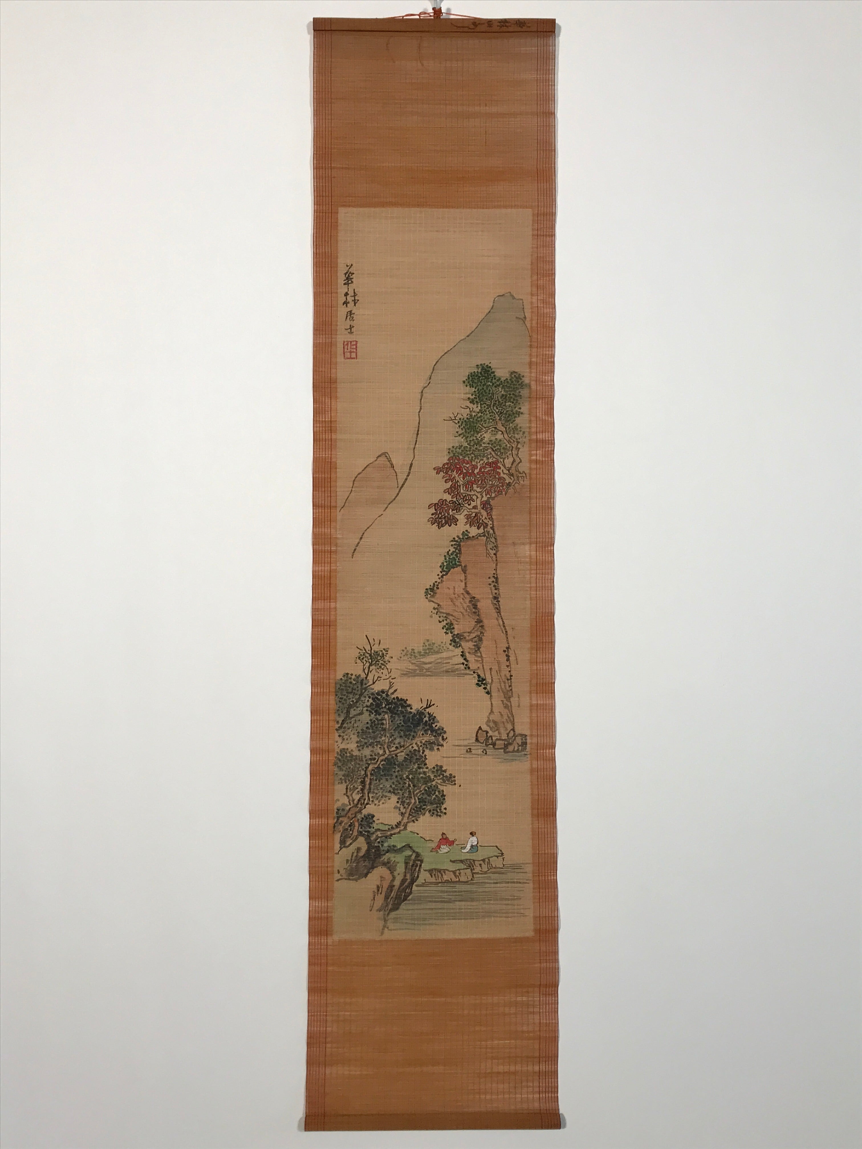 Chinese Bamboo Thread Painting Hanging Scroll Mountain Kakejiku Kakemono SC799