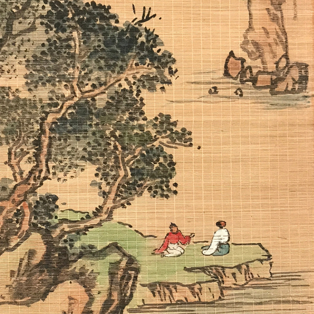 Chinese Bamboo Thread Painting Hanging Scroll Mountain Kakejiku Kakemono SC799