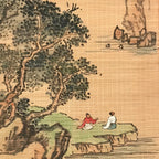 Chinese Bamboo Thread Painting Hanging Scroll Mountain Kakejiku Kakemono SC799