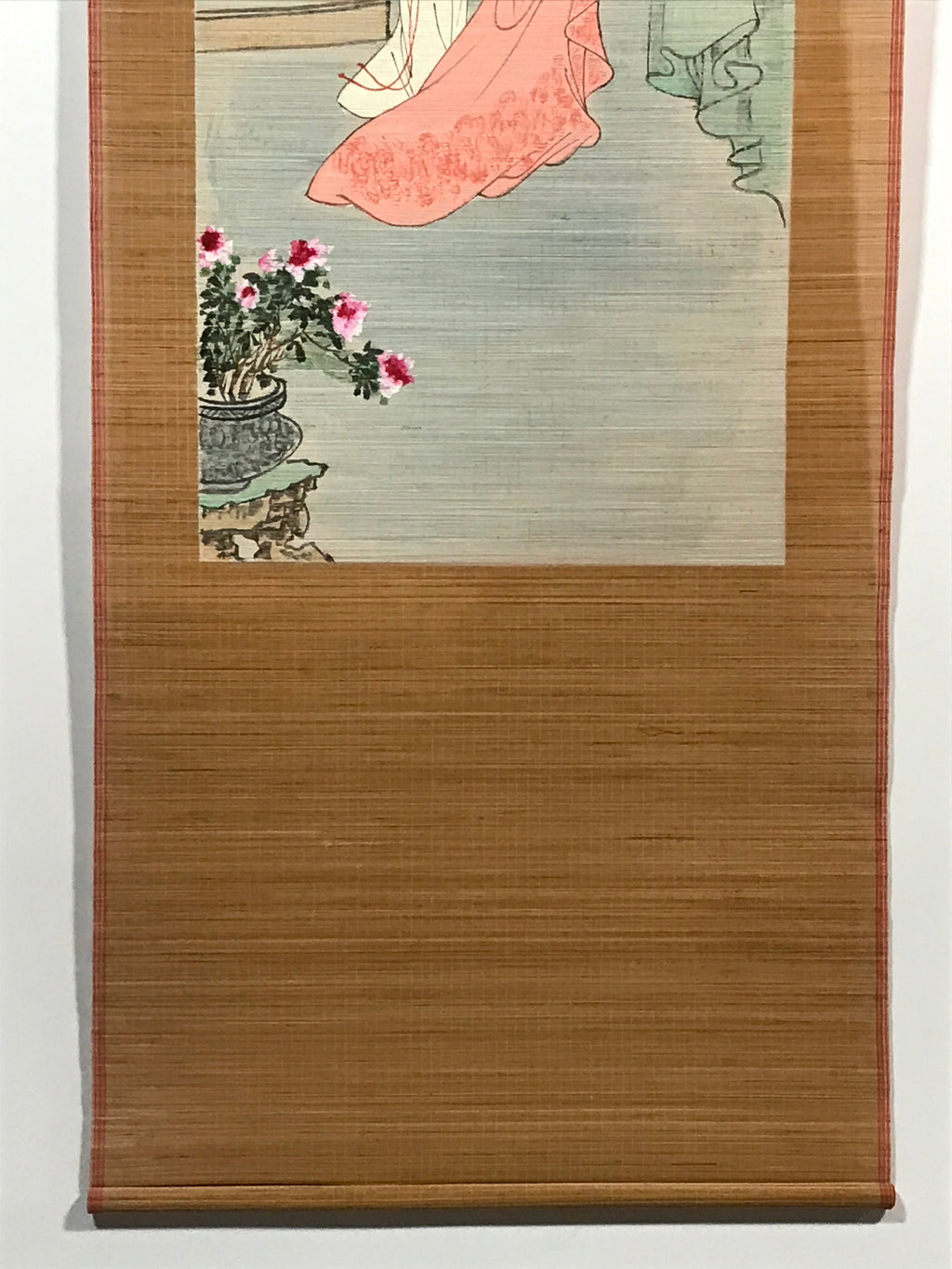 Chinese Bamboo Thread Painting Hanging Scroll Princess Kakejiku Kakemono SC760