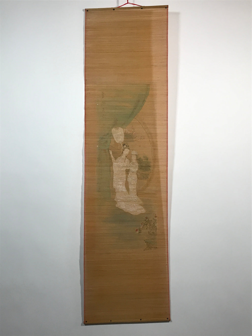 Chinese Bamboo Thread Painting Hanging Scroll Princess Kakejiku Kakemono SC760