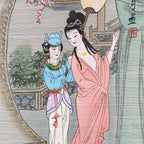 Chinese Bamboo Thread Painting Hanging Scroll Princess Kakejiku Kakemono SC760