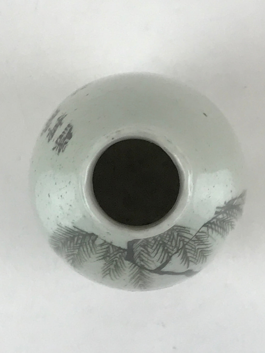 Chinese Ceramic Sake Bottle Vtg Pottery Yakimono Tokkuri Gray Willow Tree TS491