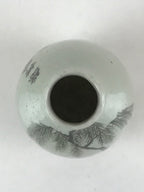 Chinese Ceramic Sake Bottle Vtg Pottery Yakimono Tokkuri Gray Willow Tree TS491