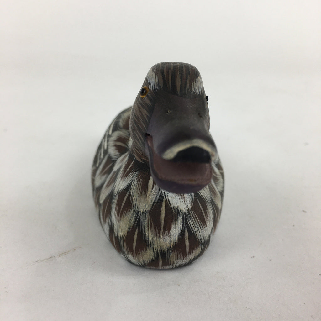 Chinese Duck Figurine Vtg Wooden Display Ornament Okimono Brown BD788