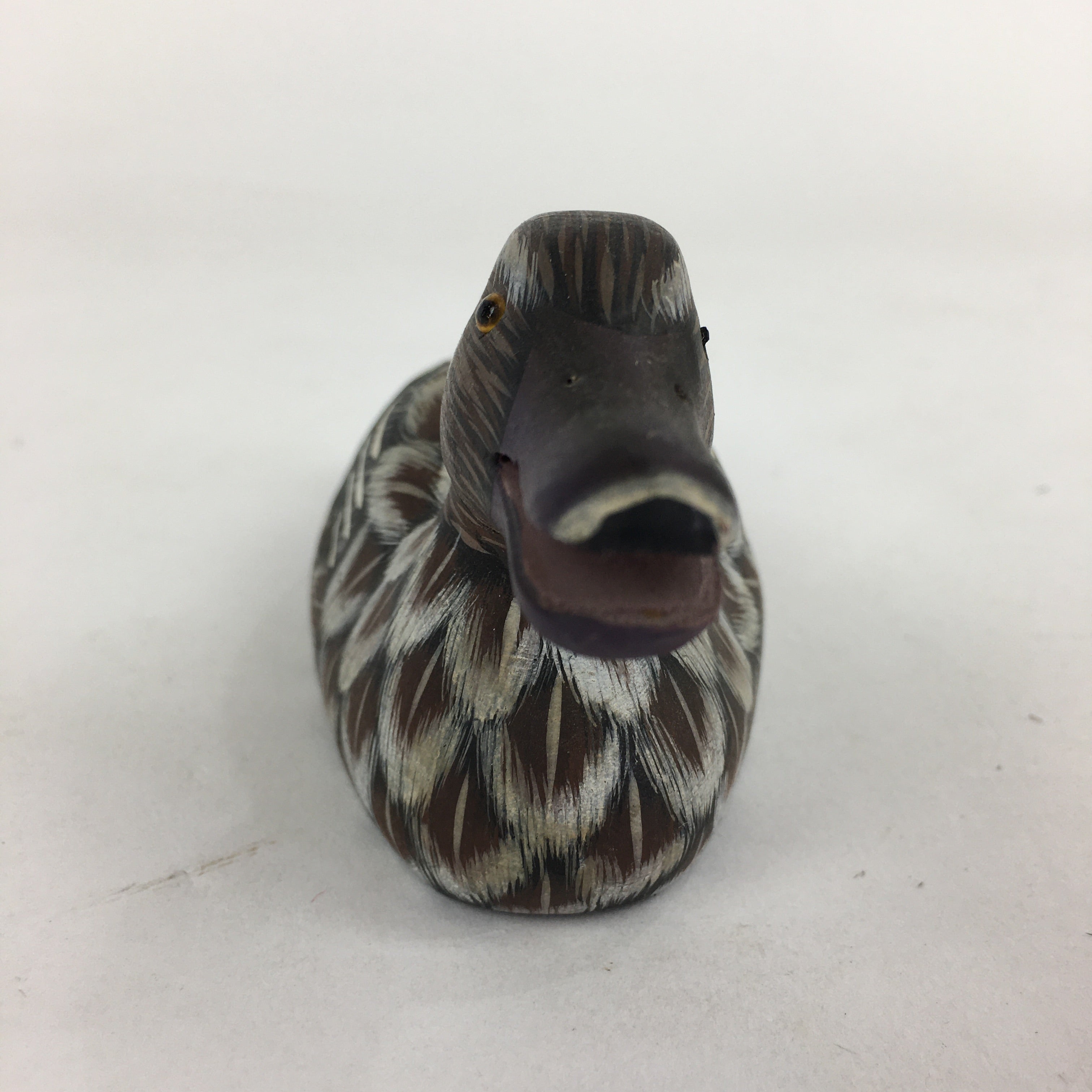 Chinese Duck Figurine Vtg Wooden Display Ornament Okimono Brown BD788