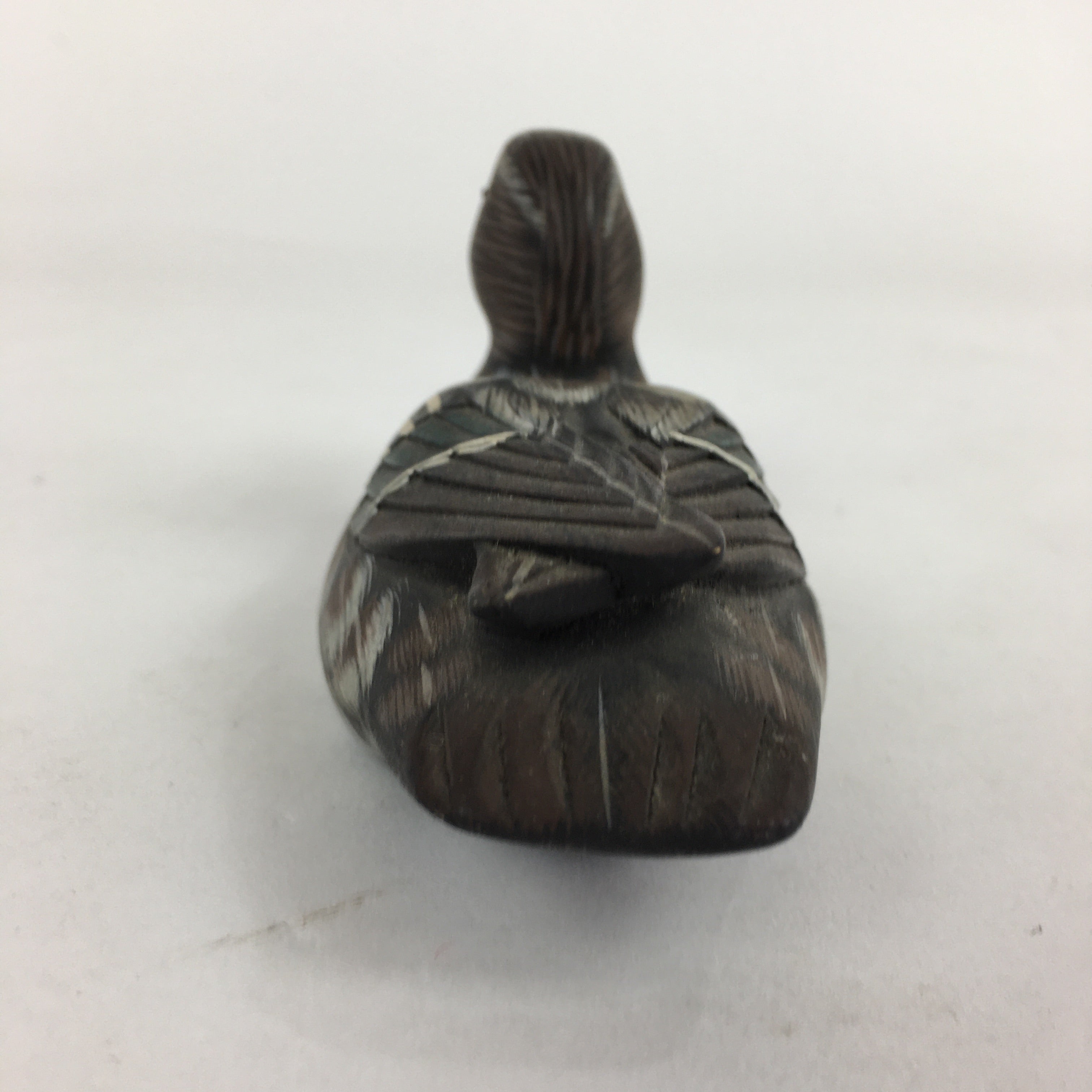Chinese Duck Figurine Vtg Wooden Display Ornament Okimono Brown BD788