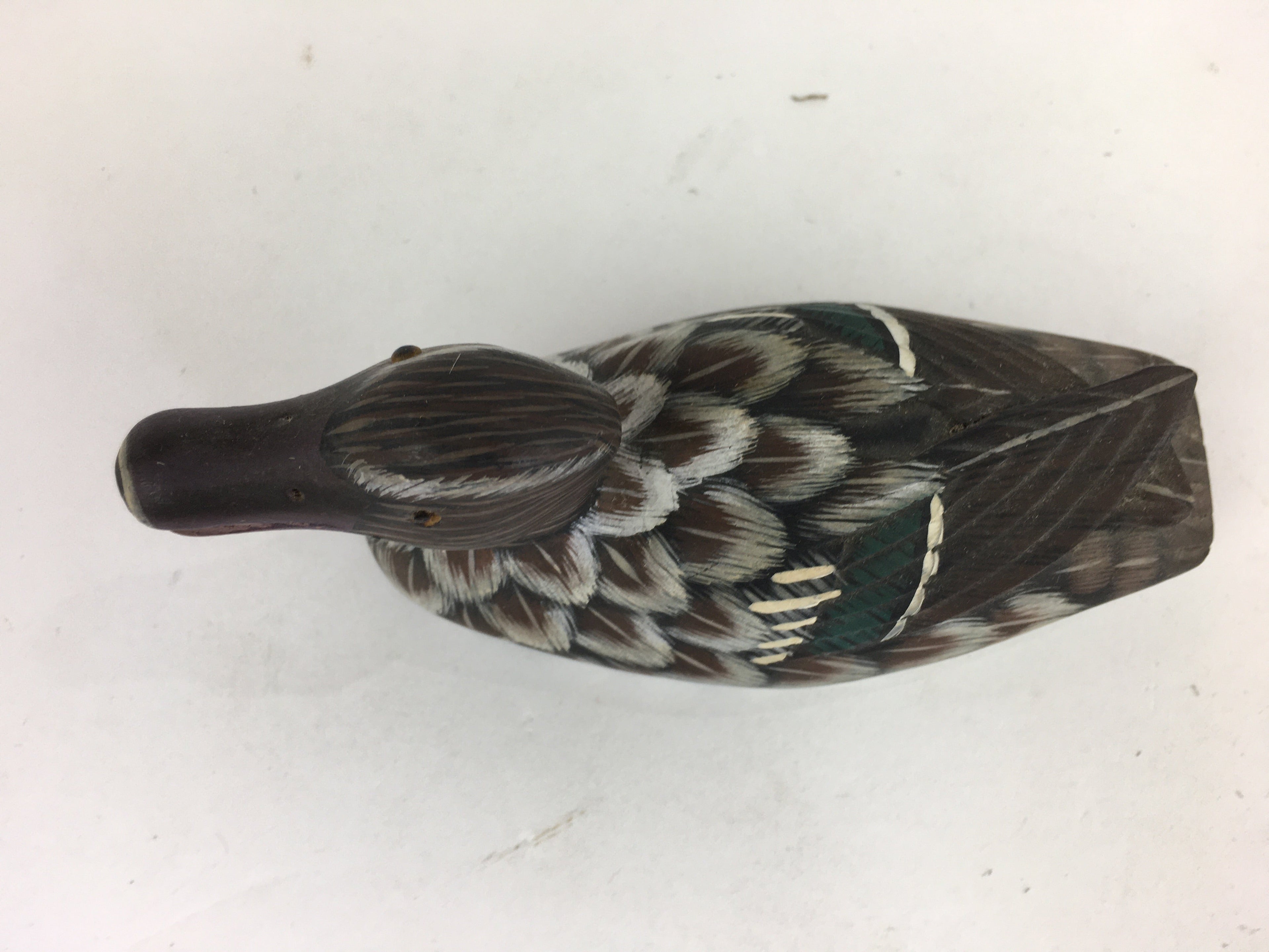 Chinese Duck Figurine Vtg Wooden Display Ornament Okimono Brown BD788