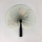 Chinese Folding Fan Vtg Sensu Black Metal Frame Paper Flower Bird 4D613