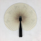 Chinese Folding Fan Vtg Sensu Black Metal Frame Paper Flower Butterfly 4D575