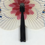 Chinese Folding Fan Vtg Sensu Black Metal Frame Paper Flower Butterfly 4D575