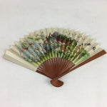 Chinese Folding Fan Vtg Sensu Paper Bamboo Frame Colorful Birds 4D526