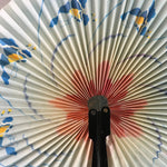 Chinese Folding Fan Vtg Sensu Paper Metal Frame Flower Print 4D387