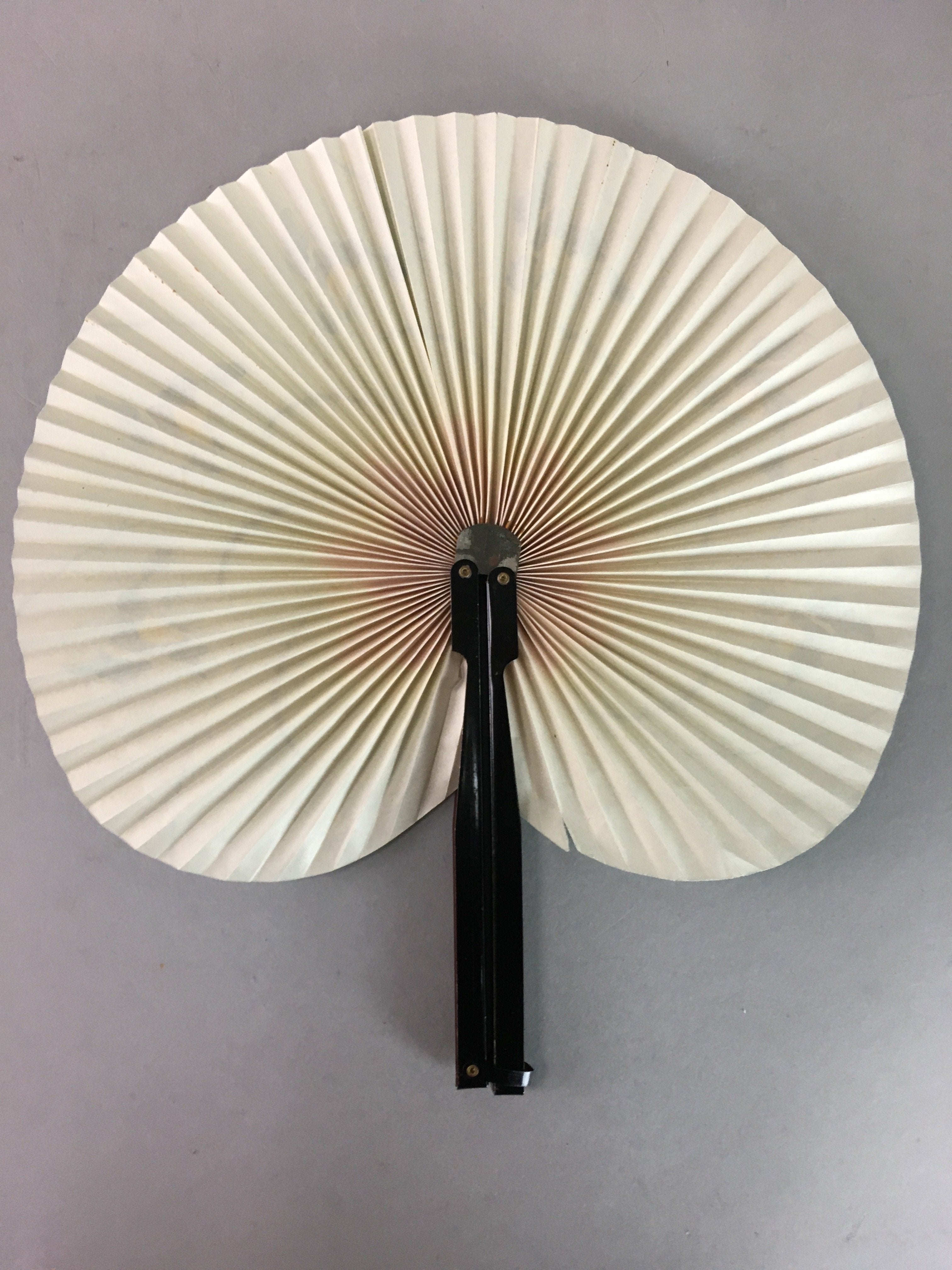 Chinese Folding Fan Vtg Sensu Paper Metal Frame Flower Print 4D387