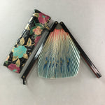 Chinese Folding Fan Vtg Sensu Paper Metal Frame Flower Print 4D387