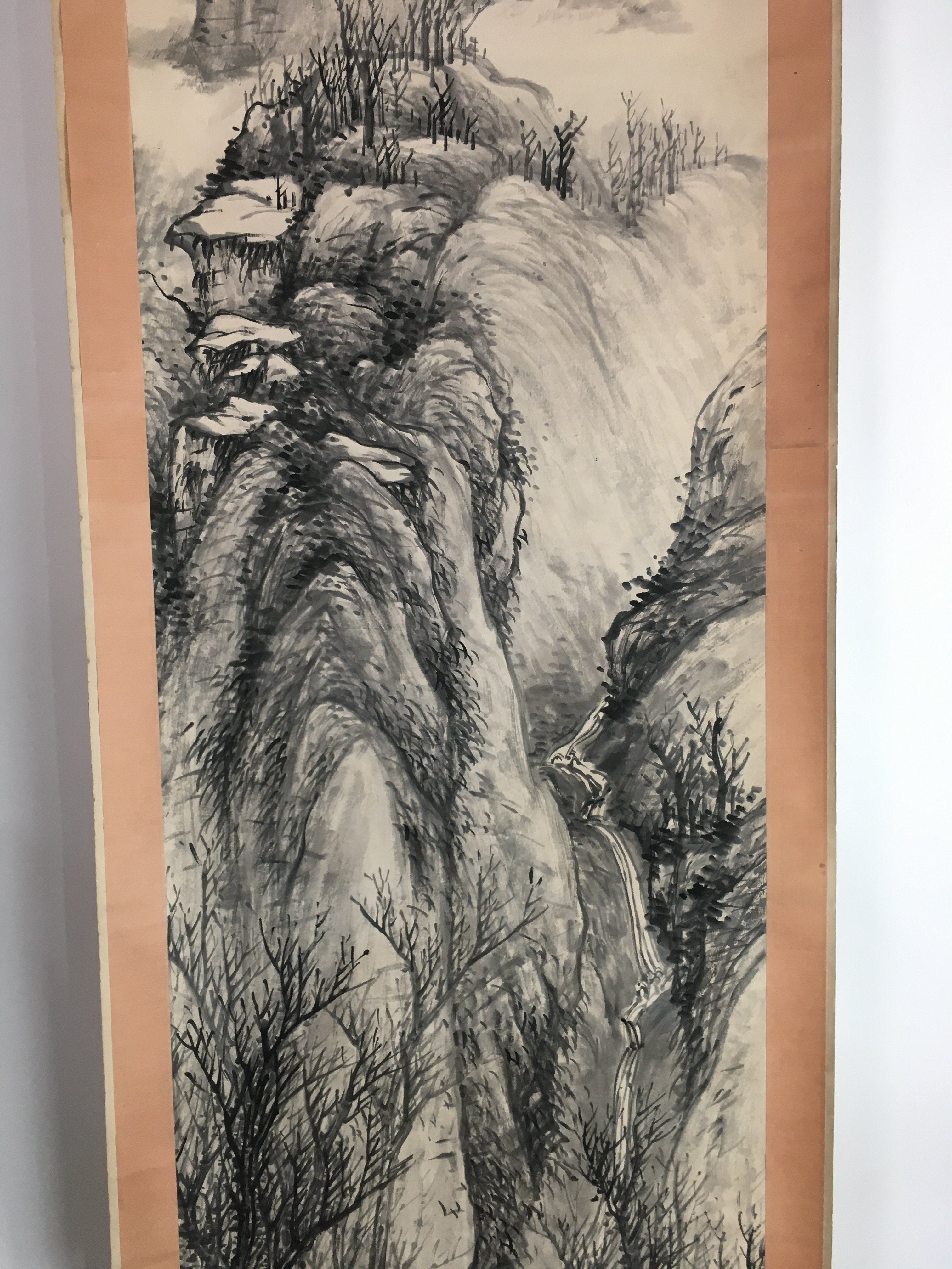 Chinese Hanging Scroll Vtg Kakejiku Kakemono Ink Painting Winter forest SC622
