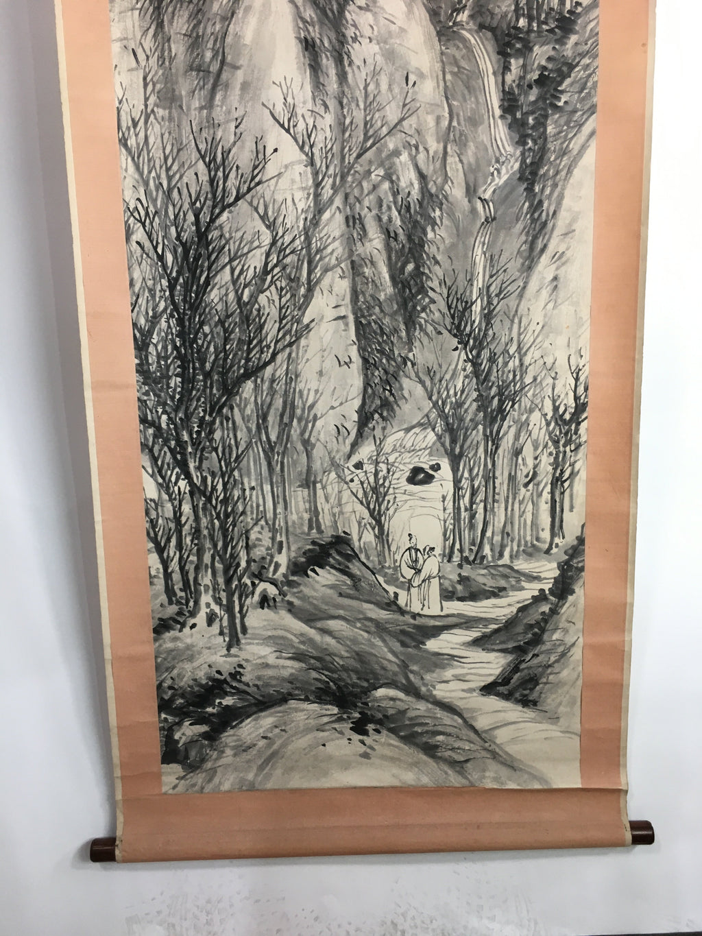 Chinese Hanging Scroll Vtg Kakejiku Kakemono Ink Painting Winter forest SC622