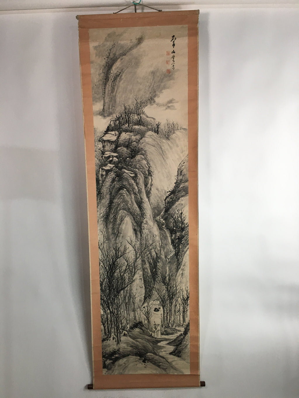 Chinese Hanging Scroll Vtg Kakejiku Kakemono Ink Painting Winter forest SC622