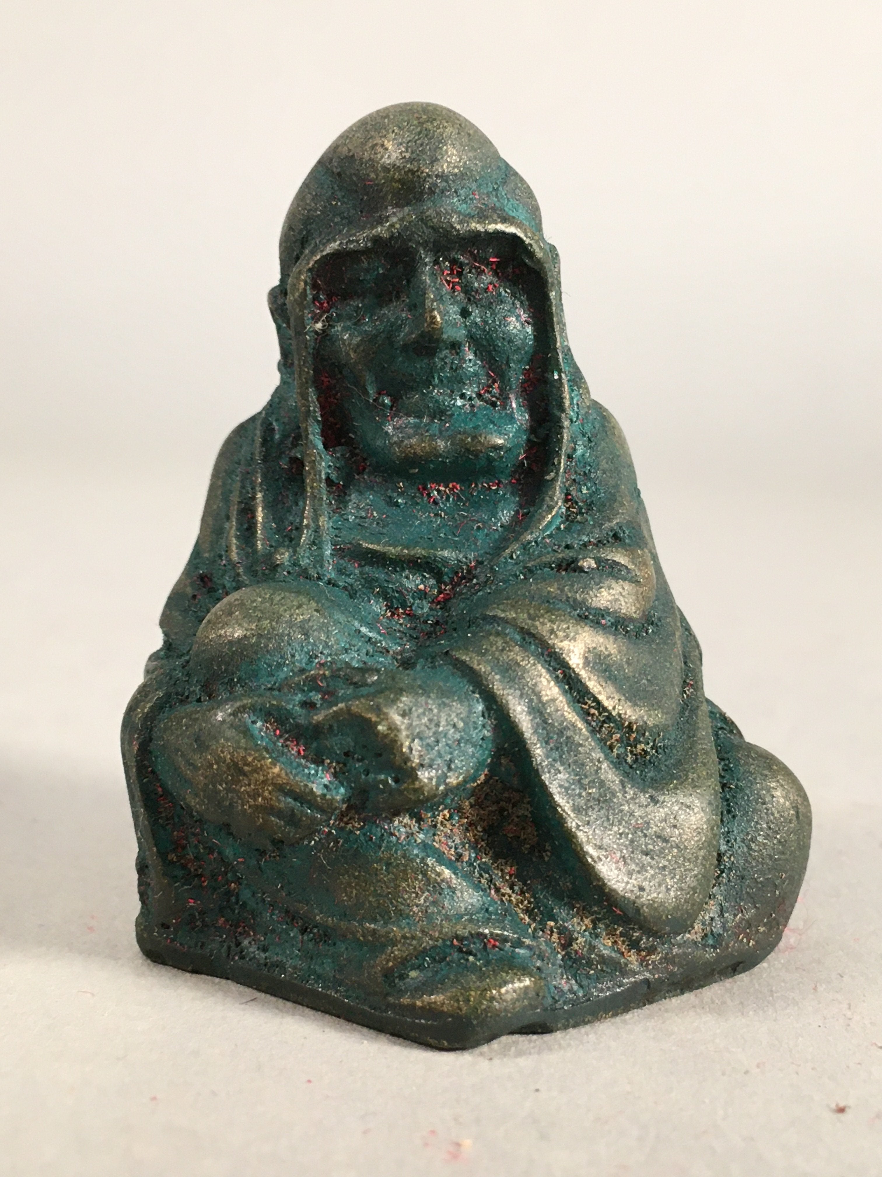 Chinese Iron Figurine 6pc Set Vtg Buddhist Monk Metal Okimono Statue BD587