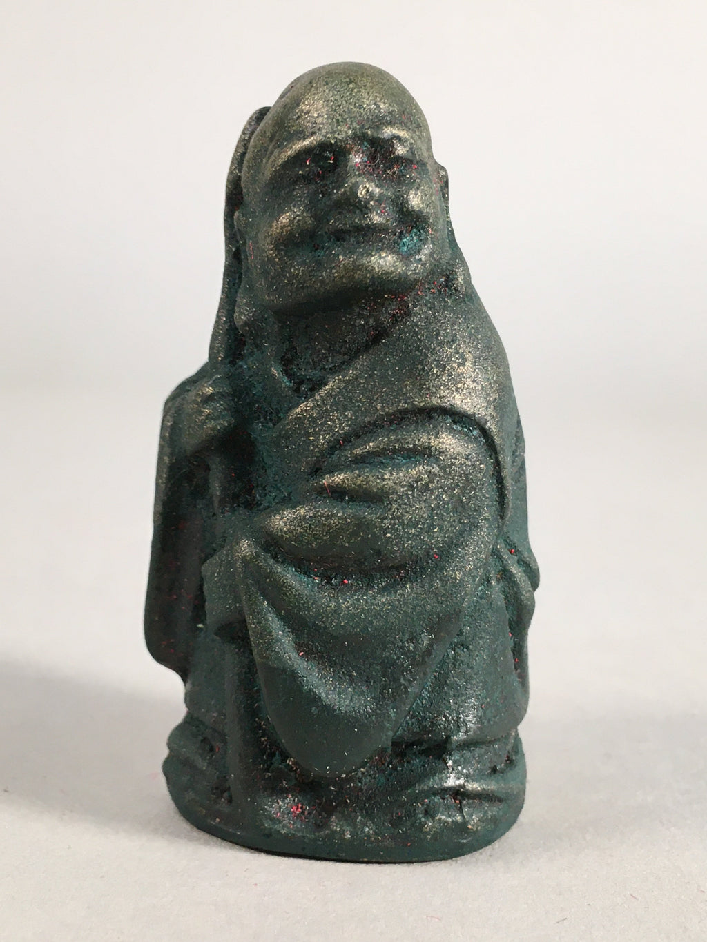 Chinese Iron Figurine 6pc Set Vtg Buddhist Monk Metal Okimono Statue BD587