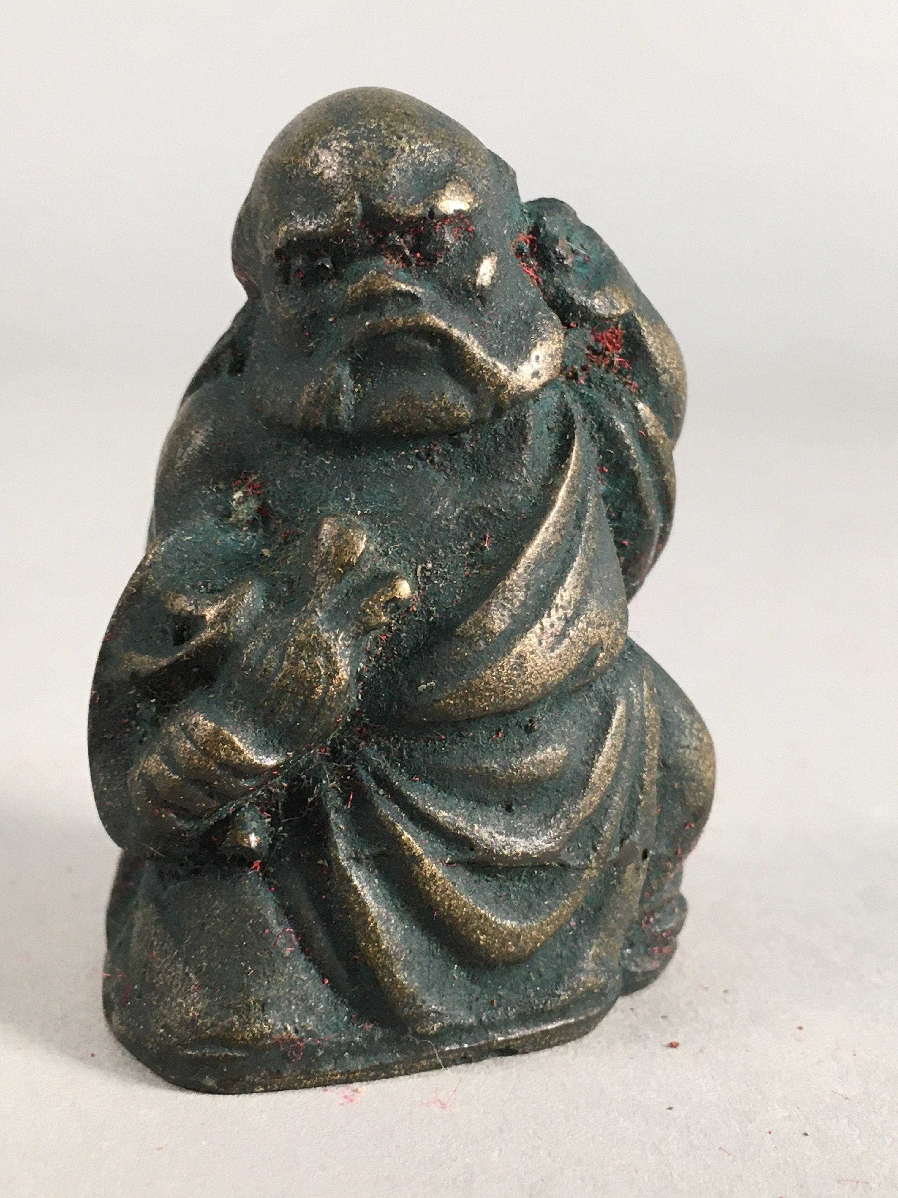 Chinese Iron Figurine 6pc Set Vtg Buddhist Monk Metal Okimono Statue BD587