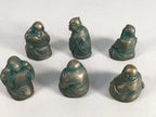 Chinese Iron Figurine 6pc Set Vtg Buddhist Monk Metal Okimono Statue BD587