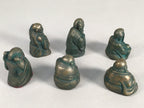 Chinese Iron Figurine 6pc Set Vtg Buddhist Monk Metal Okimono Statue BD587