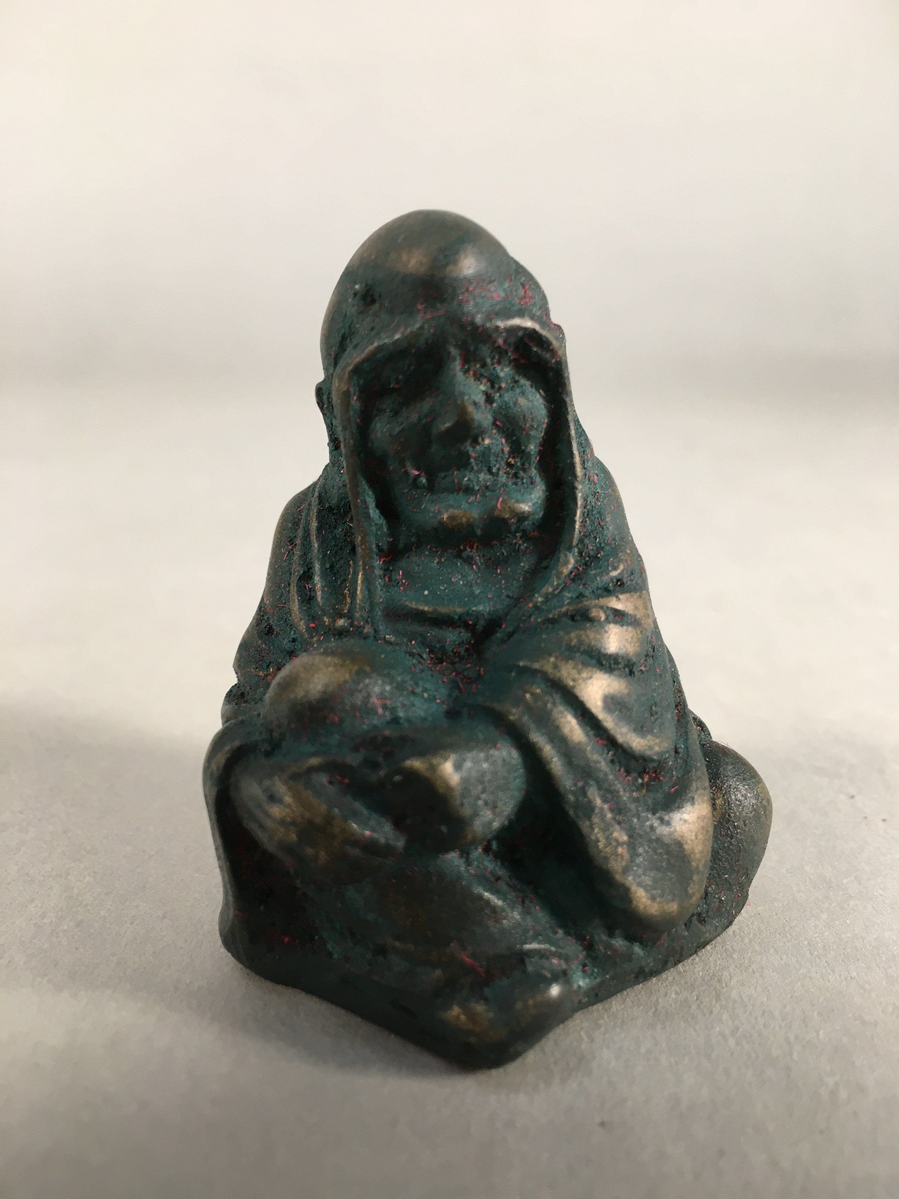 Chinese Iron Figurine 6pc Set Vtg Buddhist Monk Metal Okimono Statue BD591