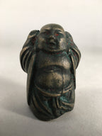 Chinese Iron Figurine 6pc Set Vtg Buddhist Monk Metal Okimono Statue BD591