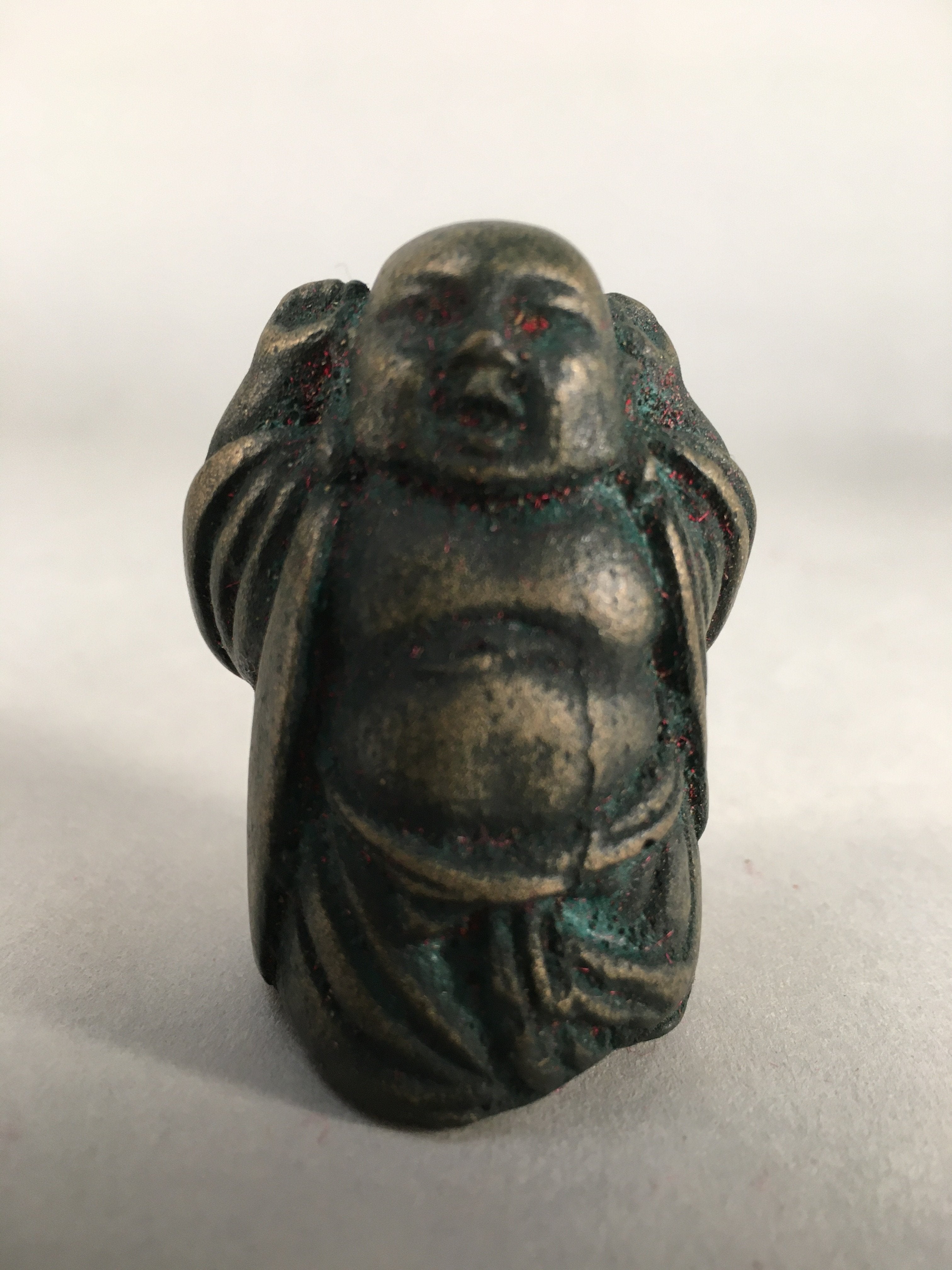 Chinese Iron Figurine 6pc Set Vtg Buddhist Monk Metal Okimono Statue BD591