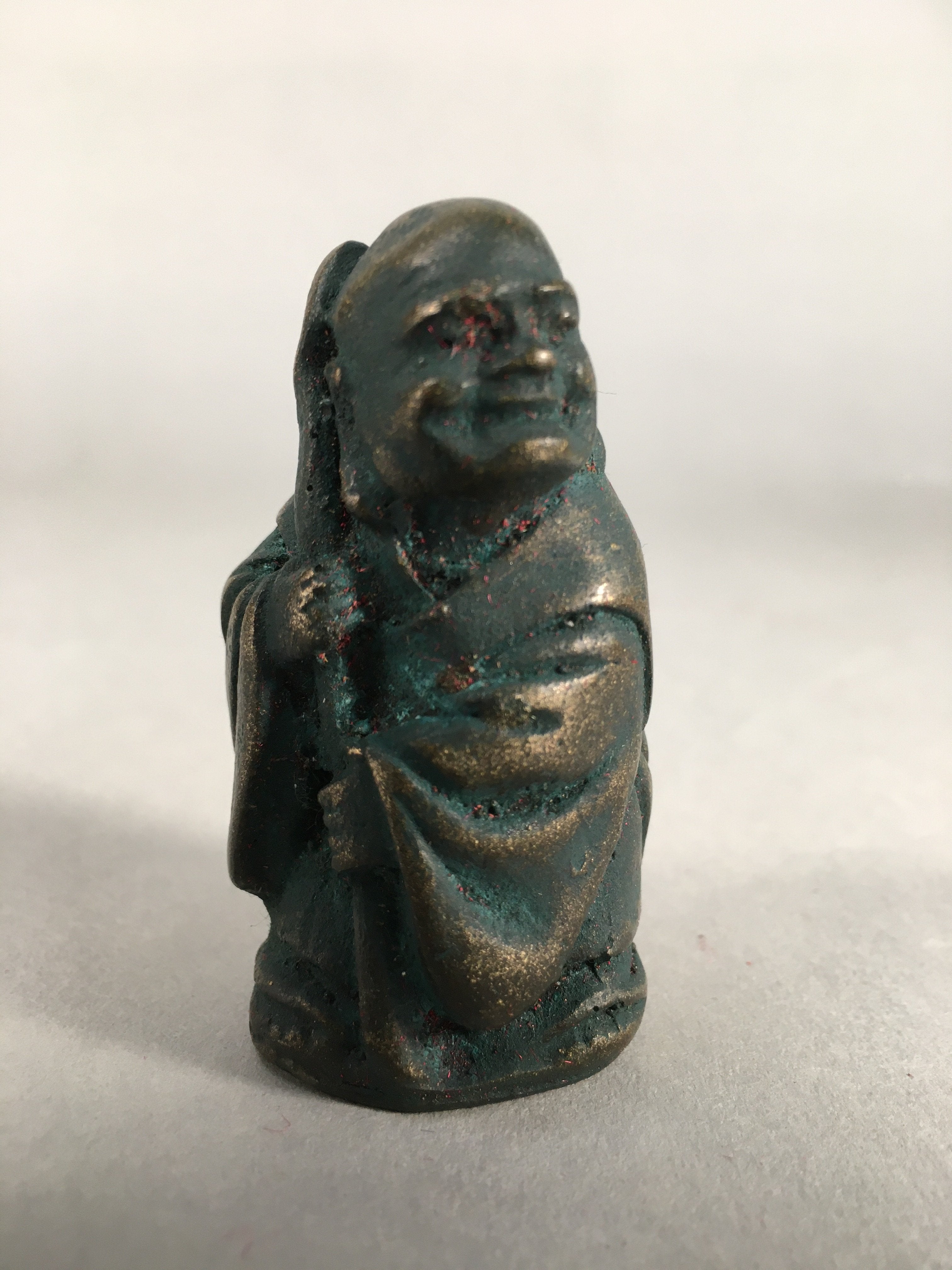 Chinese Iron Figurine 6pc Set Vtg Buddhist Monk Metal Okimono Statue BD591