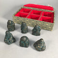 Chinese Iron Figurine 6pc Set Vtg Buddhist Monk Metal Okimono Statue BD591