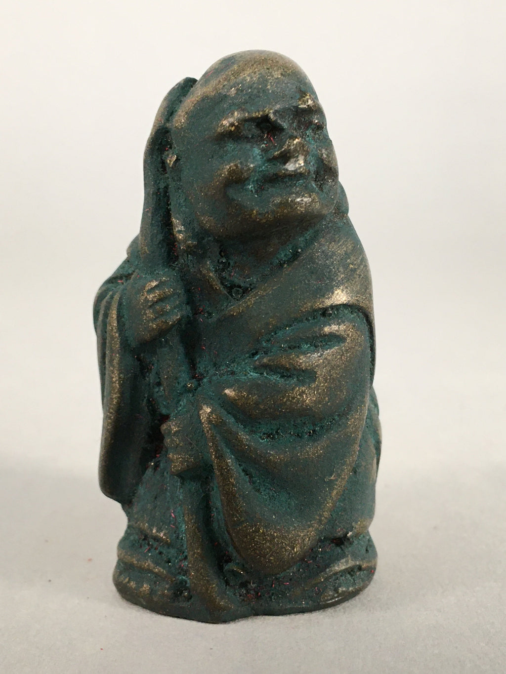 Chinese Iron Figurine 6pc Set Vtg Buddhist Monk Metal Okimono Statue BD592
