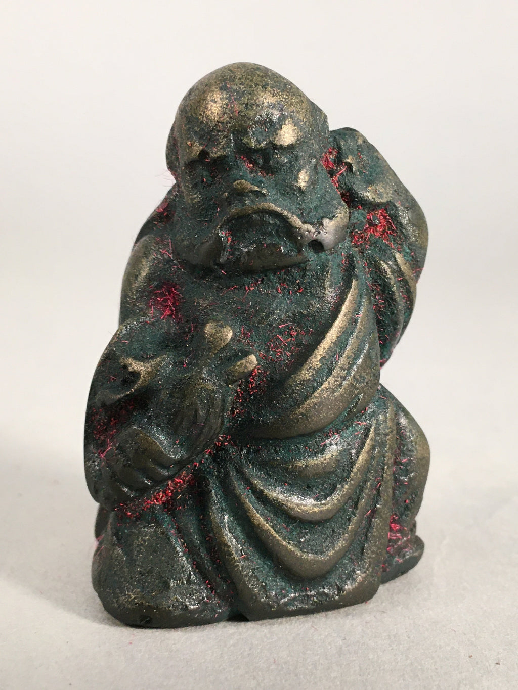 Chinese Iron Figurine 6pc Set Vtg Buddhist Monk Metal Okimono Statue BD592