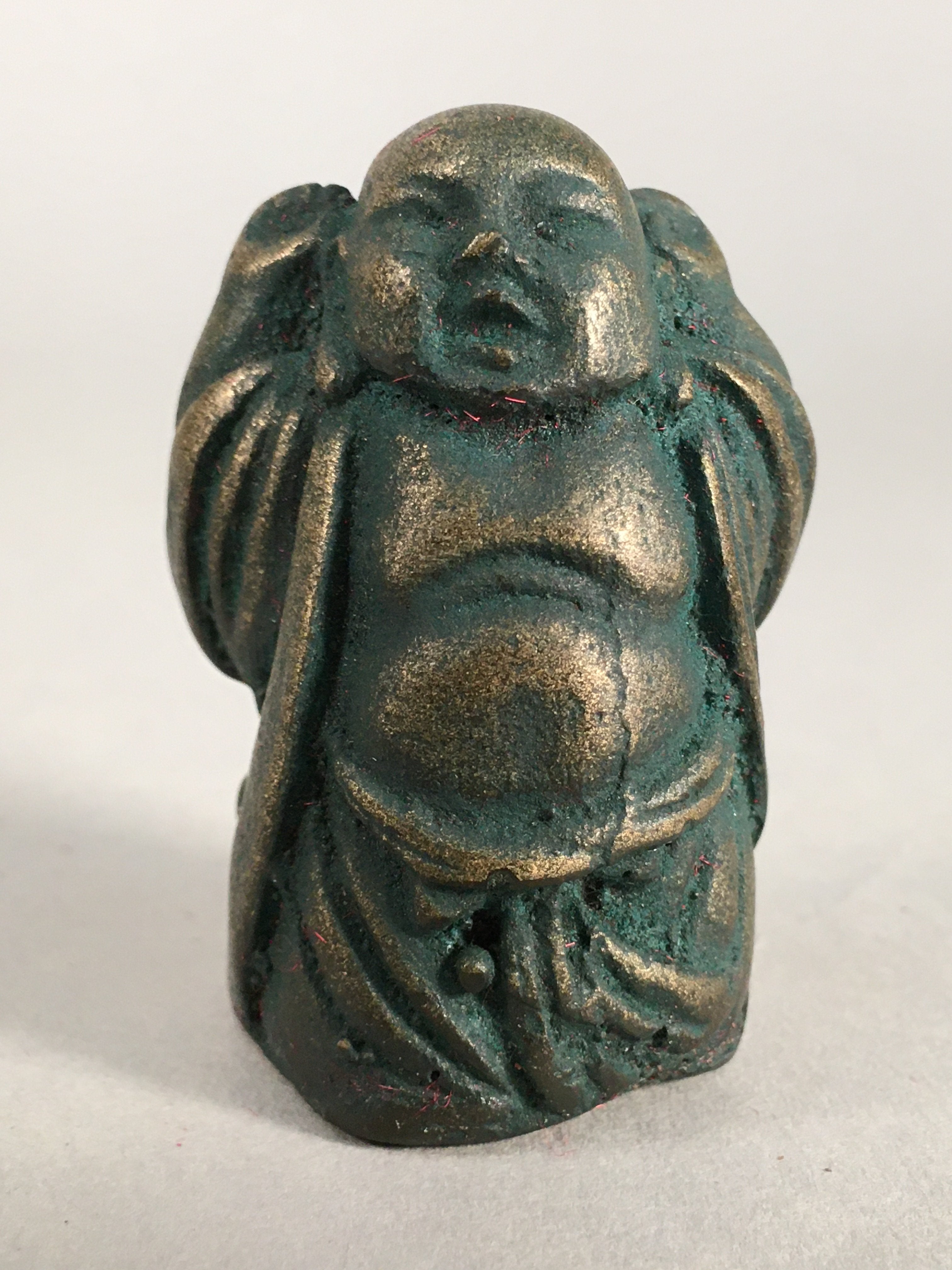 Chinese Iron Figurine 6pc Set Vtg Buddhist Monk Metal Okimono Statue BD592