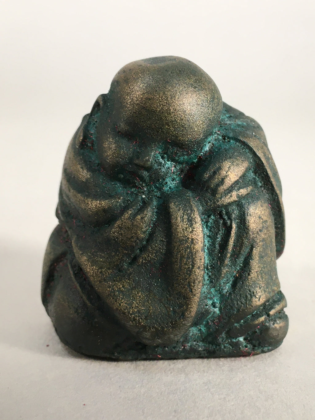 Chinese Iron Figurine 6pc Set Vtg Buddhist Monk Metal Okimono Statue BD592