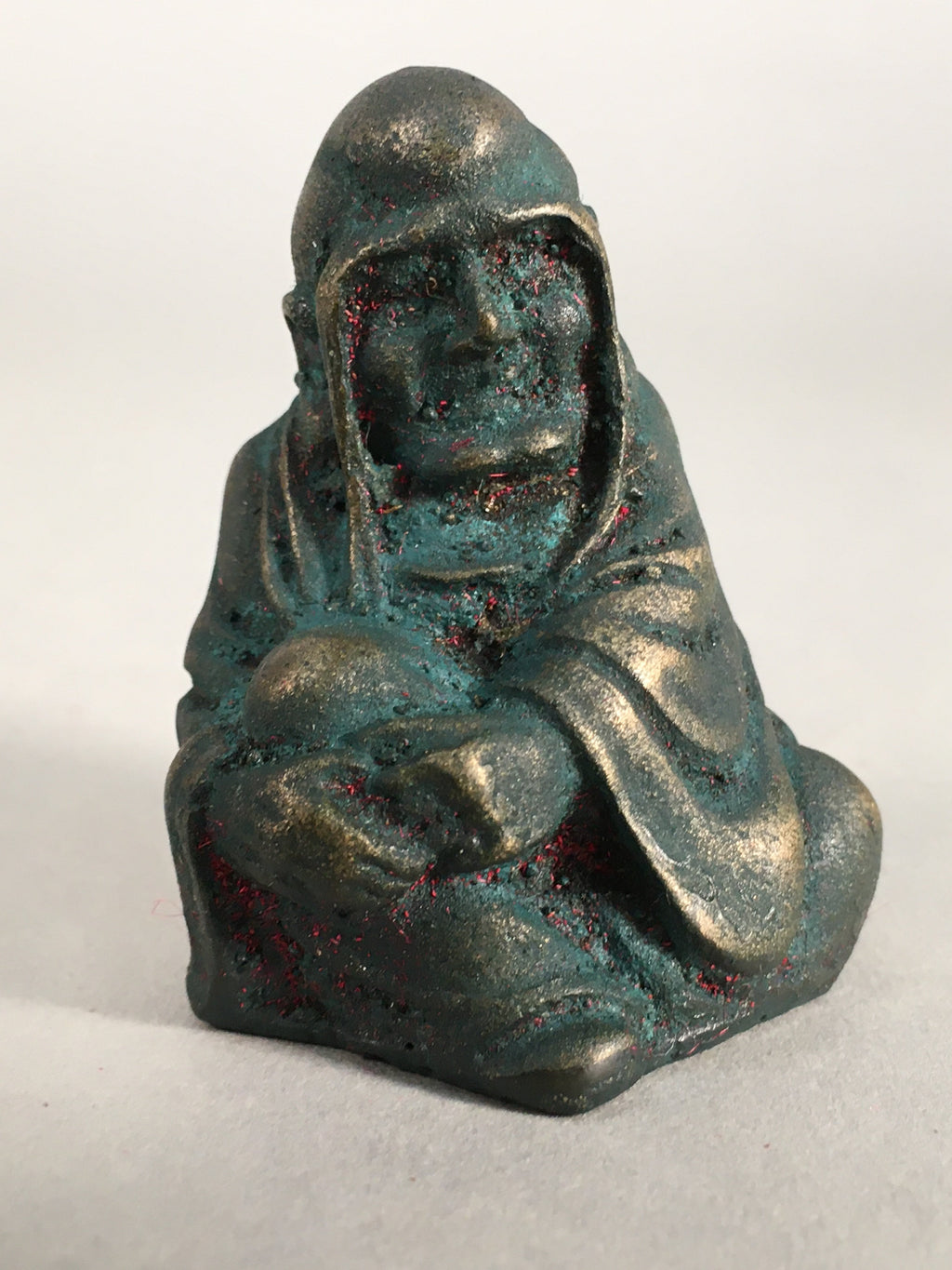 Chinese Iron Figurine 6pc Set Vtg Buddhist Monk Metal Okimono Statue BD592