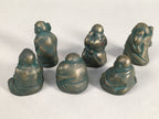 Chinese Iron Figurine 6pc Set Vtg Buddhist Monk Metal Okimono Statue BD592