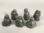 Chinese Iron Figurine 6pc Set Vtg Buddhist Monk Metal Okimono Statue BD593