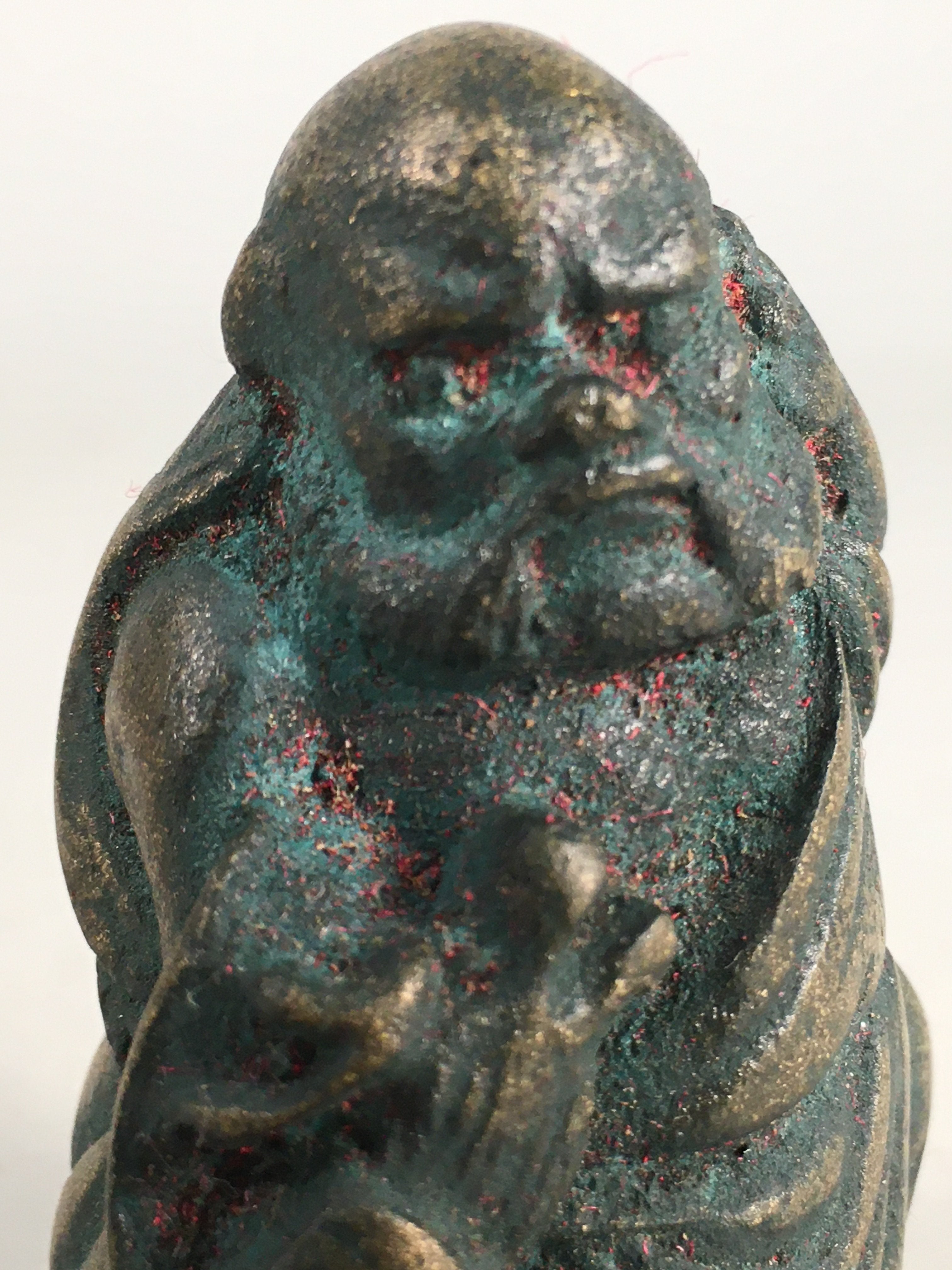 Chinese Iron Figurine Vtg Buddhist Monk Metal Okimono Statue KF434
