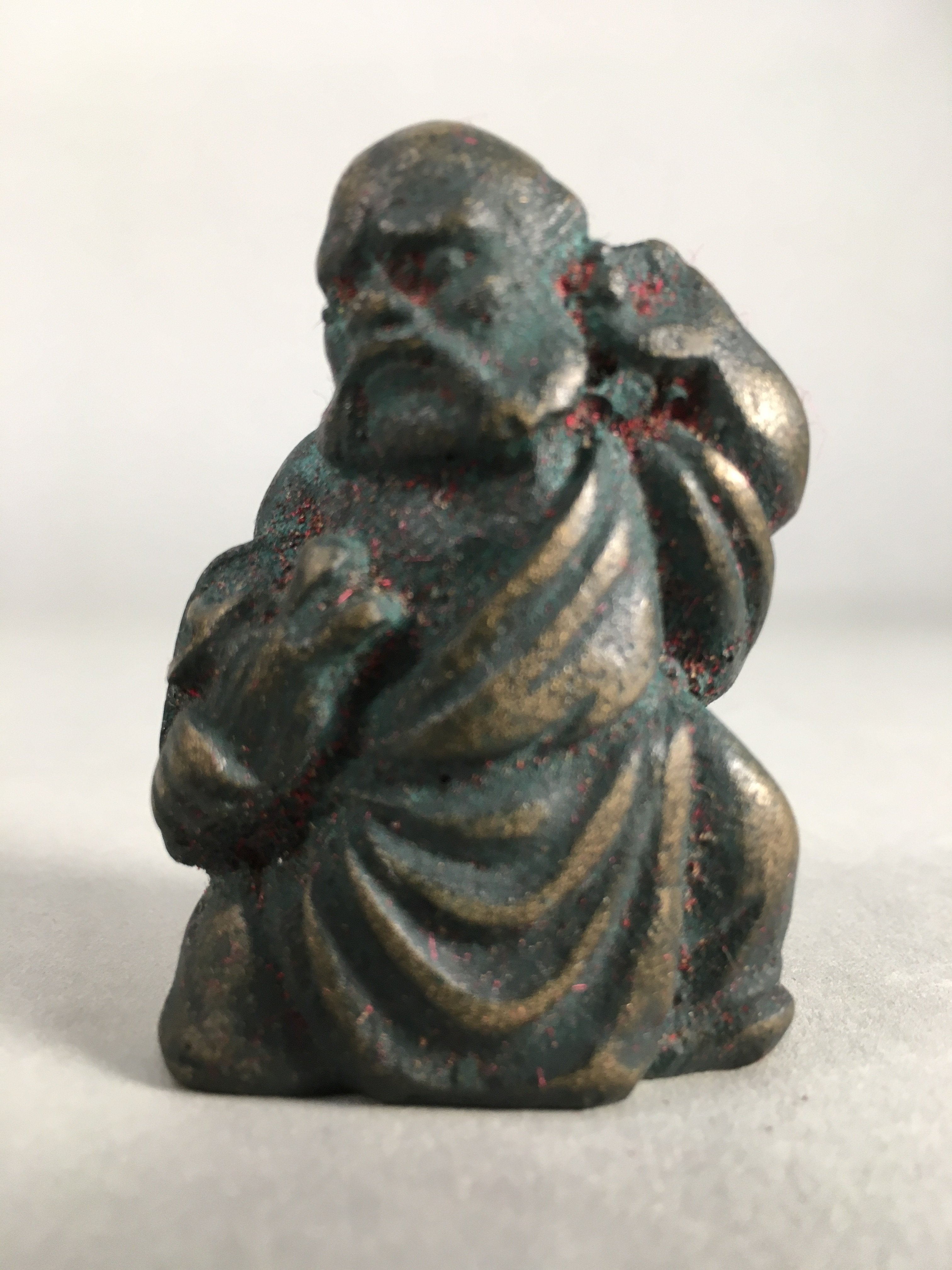 Chinese Iron Figurine Vtg Buddhist Monk Metal Okimono Statue KF434