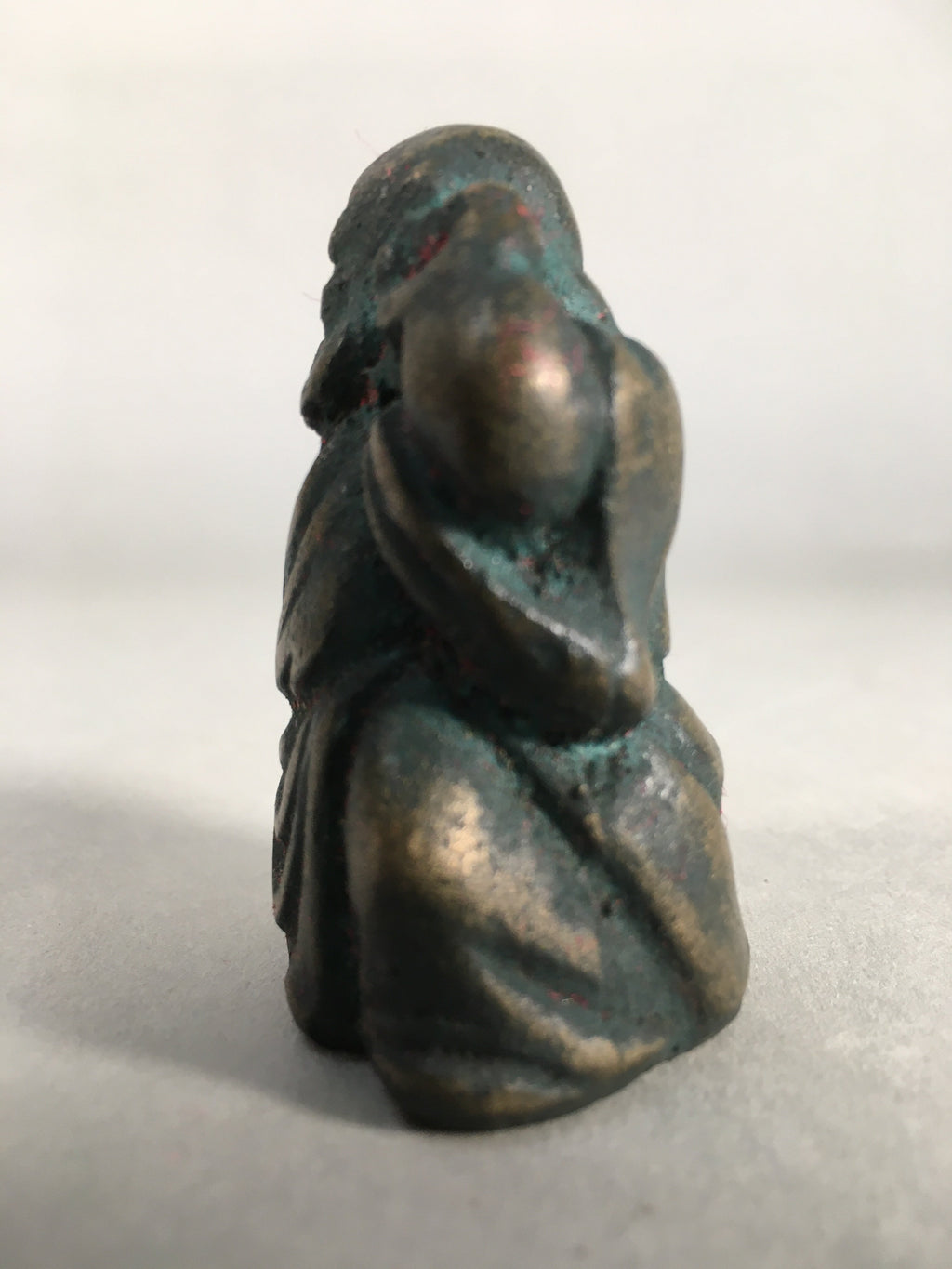Chinese Iron Figurine Vtg Buddhist Monk Metal Okimono Statue KF434