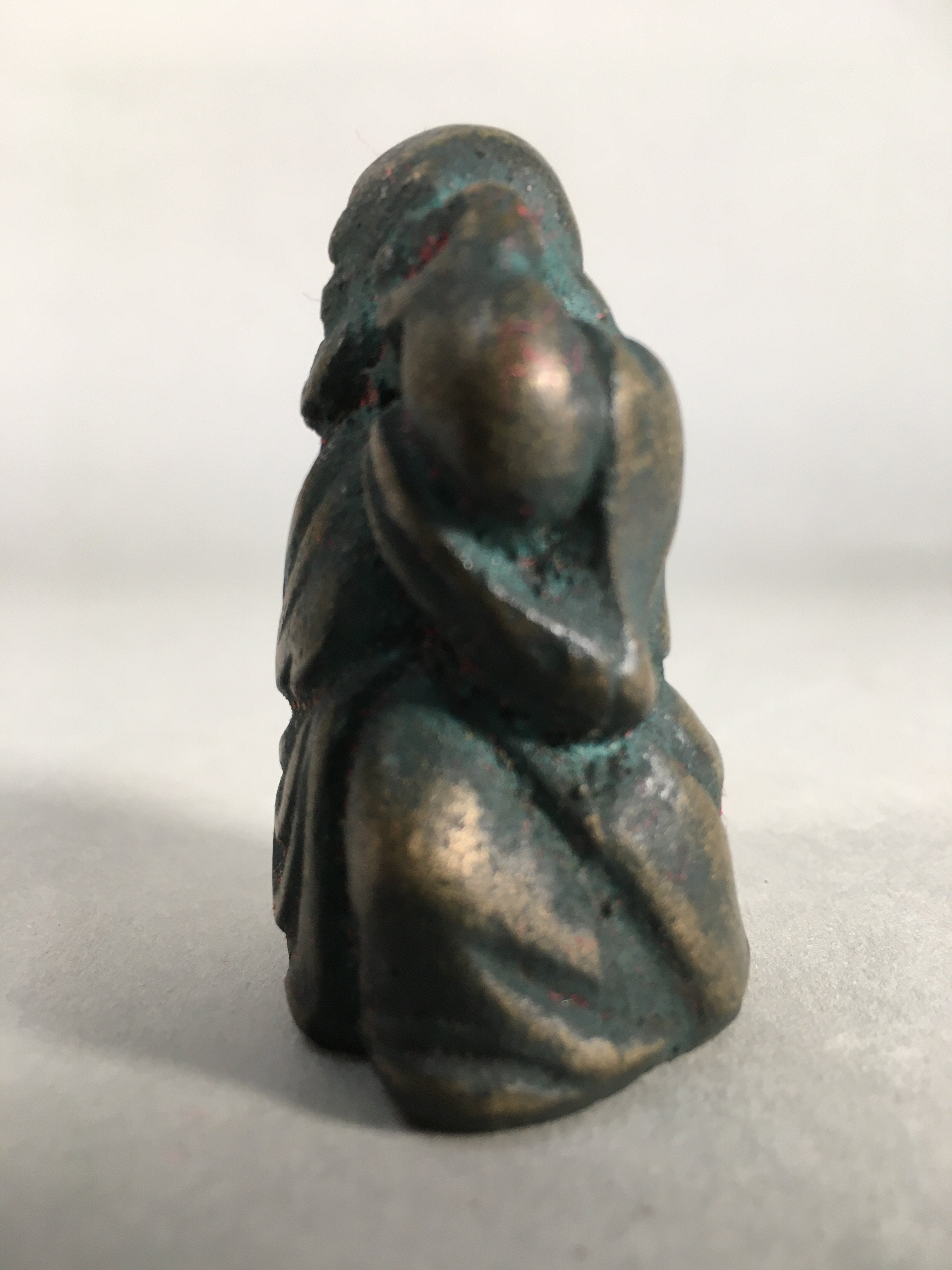 Chinese Iron Figurine Vtg Buddhist Monk Metal Okimono Statue KF434