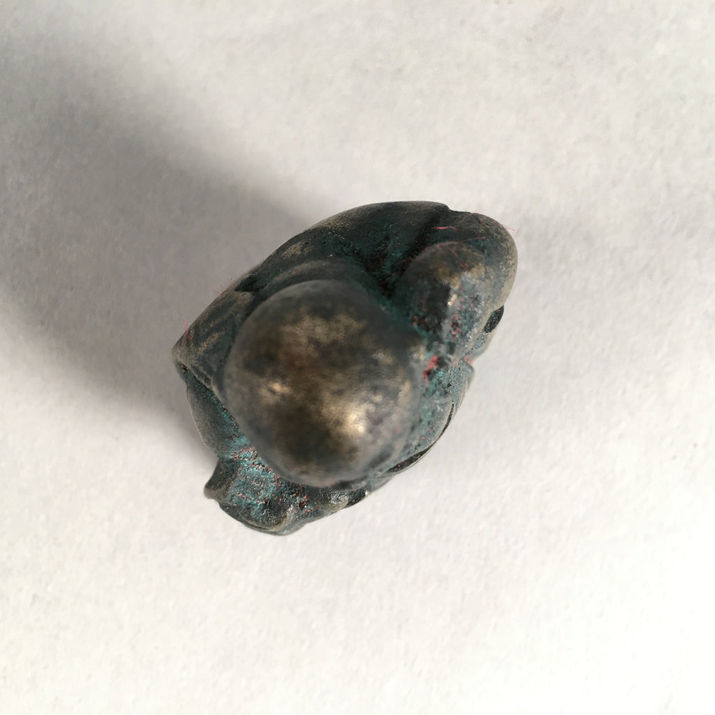 Chinese Iron Figurine Vtg Buddhist Monk Metal Okimono Statue KF434
