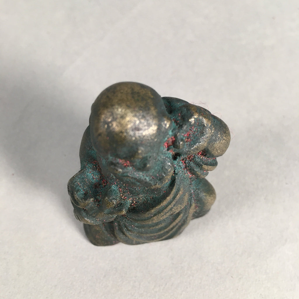 Chinese Iron Figurine Vtg Buddhist Monk Metal Okimono Statue KF434